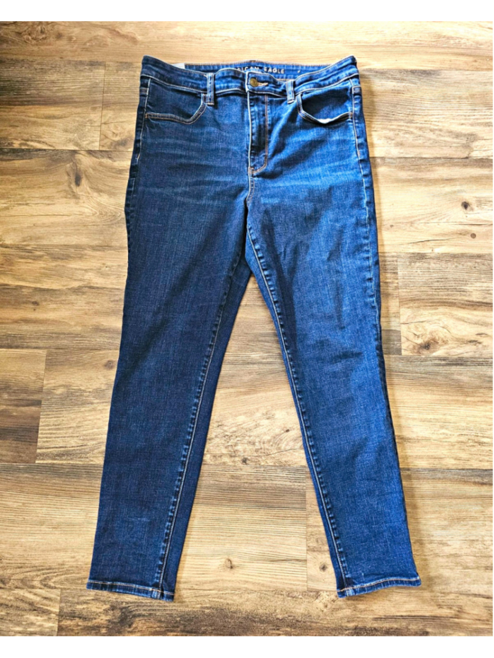 American Eagle Outfitters Blue Skinny Jeans Size 14 Short Stretch Denim Womens